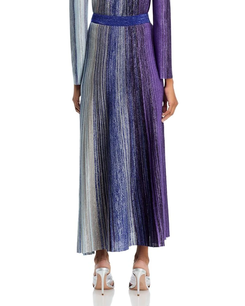 Flared Shimmer Knit Maxi Skirt