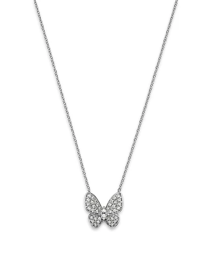 Diamond Pavé Cut Butterfly Pendant Necklace in 14K Rose Gold, 0.33 tcw