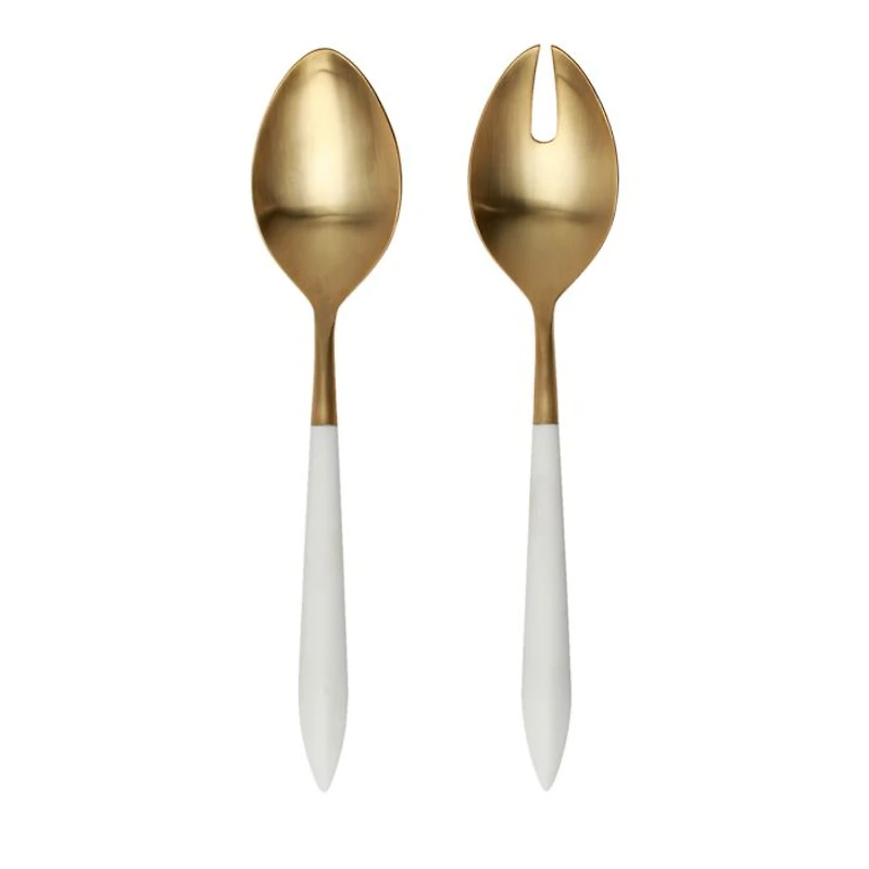 Ares Oro and White Salad Serving Set