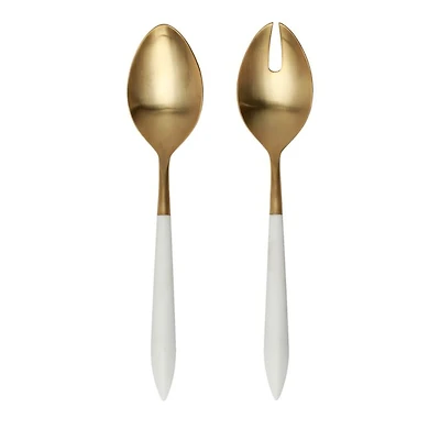 Ares Oro and White Salad Serving Set