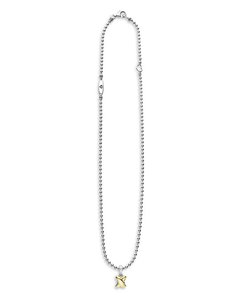 18K Yellow Gold & Sterling Silver Embrace X Pendant Necklace, 16-18"