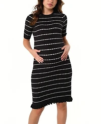 Marion Women's Knee Length Striped Maternity & Nursing Sweater Dress