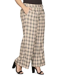 Plus Plaid Wide Leg Pants