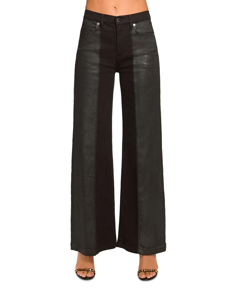Coated Vinnie Wide Leg Jeans Black