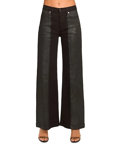 Coated Vinnie Wide Leg Jeans Black