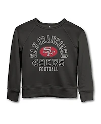 Junk Food Clothing Unisex Nfl San Francisco 49ers Flocked Raglan Crew Fleece Sweatshirt - Little Kid, Big Kid