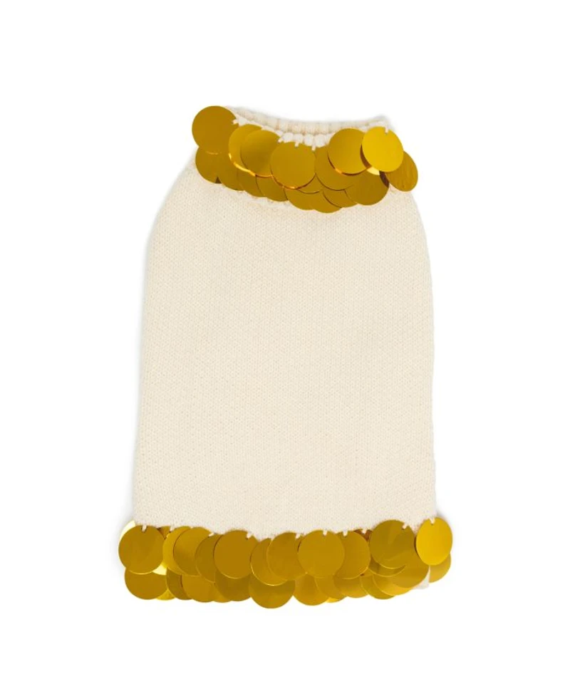 PETITE Cotton Pet Sweater with Gold Paillettes