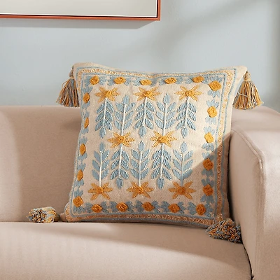 Roselli Trading Stockholm Nights Embroidered Decorative Pillow, 20 x 20