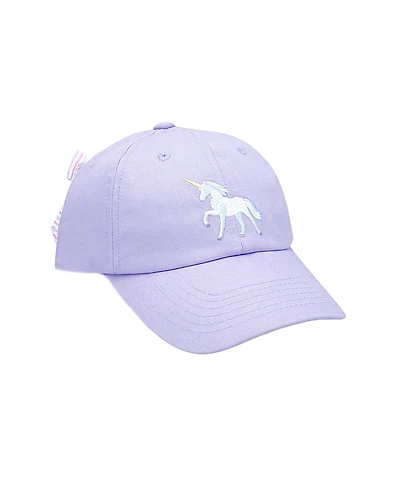 Bits & Bows Girls' Rainbow Unicorn Bow Baseball Hat