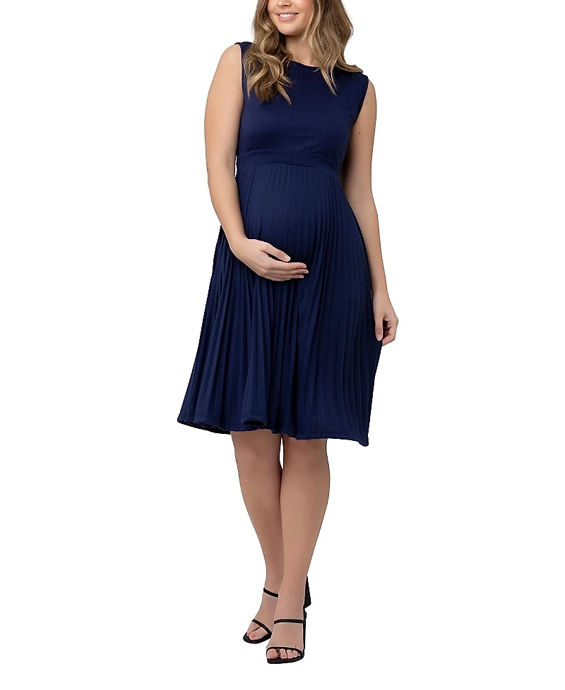 Ripe Maternity Knife Pleat Dress - Round Neck