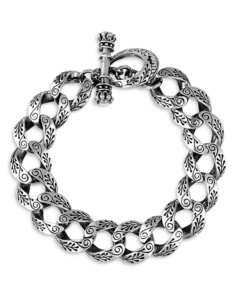 King Baby Studio Sterling Silver Small Carved Link Bracelet