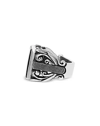 Sterling Silver Onyx Statement Scroll Ring