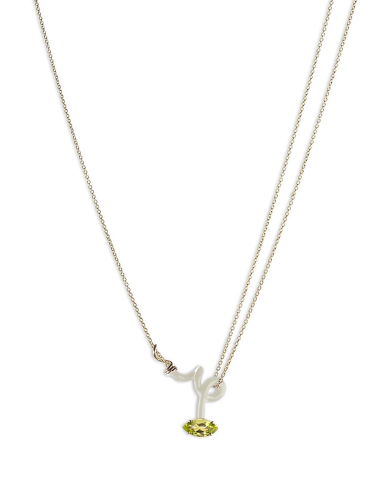Bea Bongiasca 9K Yellow Gold & Sterling Silver You're So Vine Peridot White Pendant Necklace, 15-15.75