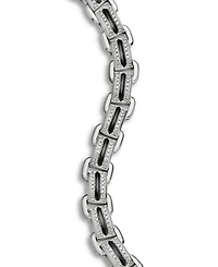 Men's Sterling Silver Deco Diamond Pavé Beveled Link Bracelet