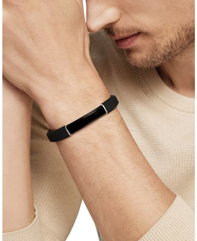 Men's Sterling Silver Streamline® Onyx Black Rubber Bracelet