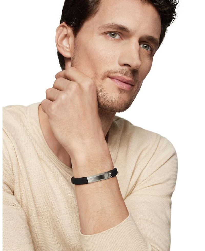 Men's Sterling Silver Streamline® Black Rubber Statement Bracelet
