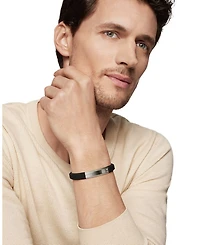 Men's Sterling Silver Streamline® Black Rubber Statement Bracelet