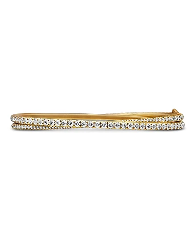 David Yurman 18K Yellow Gold Diamond Pave Crossover Bangle Bracelet