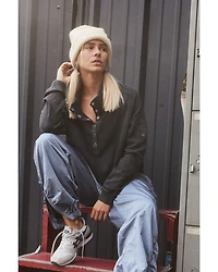 Henley Style Oversized Long Sleeve Tee