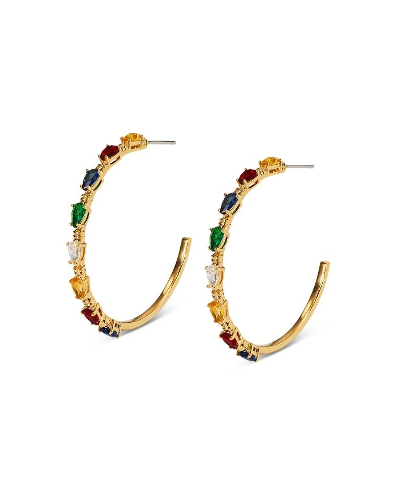 Holi-Daze Multicolor Stone Bulb Hoop Earrings in 18K Gold Plated