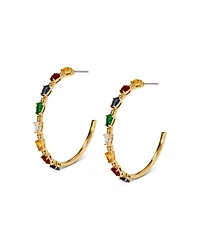 Holi-Daze Multicolor Stone Bulb Hoop Earrings in 18K Gold Plated