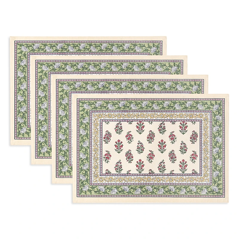 Elrene Home Fashions Nomad Harvest Block Print Placemats, 13x19, Set of 4