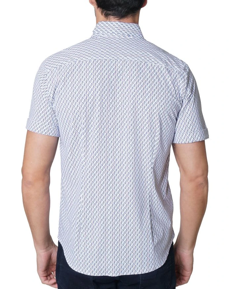 Moyer Nylon Stretch Printed Tailored Fit Button Down Shirt
