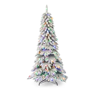 Snow Kissed Pine 6.5' Flocked Tree with Multicolor LED Light
