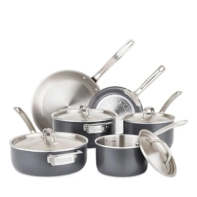 Hard Anodized 10 Pc Cookware Set with Stainless Steel Interior