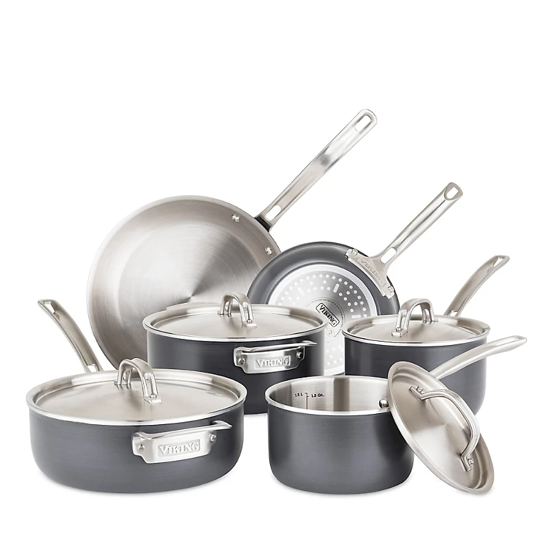Viking Hard Anodized 10 Pc Cookware Set with Stainless Steel Interior
