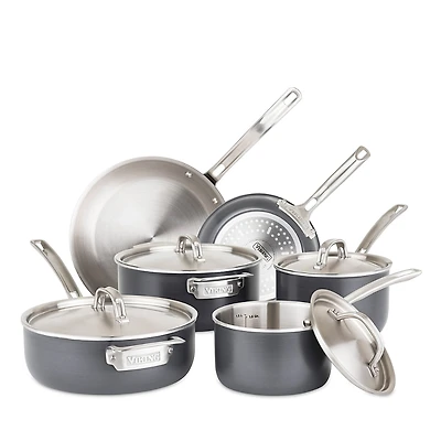 Viking Hard Anodized 10 Pc Cookware Set with Stainless Steel Interior