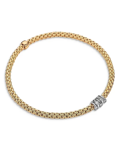 Fope 18K Yellow Gold Prima Diamond Rondelle Flex Bracelet