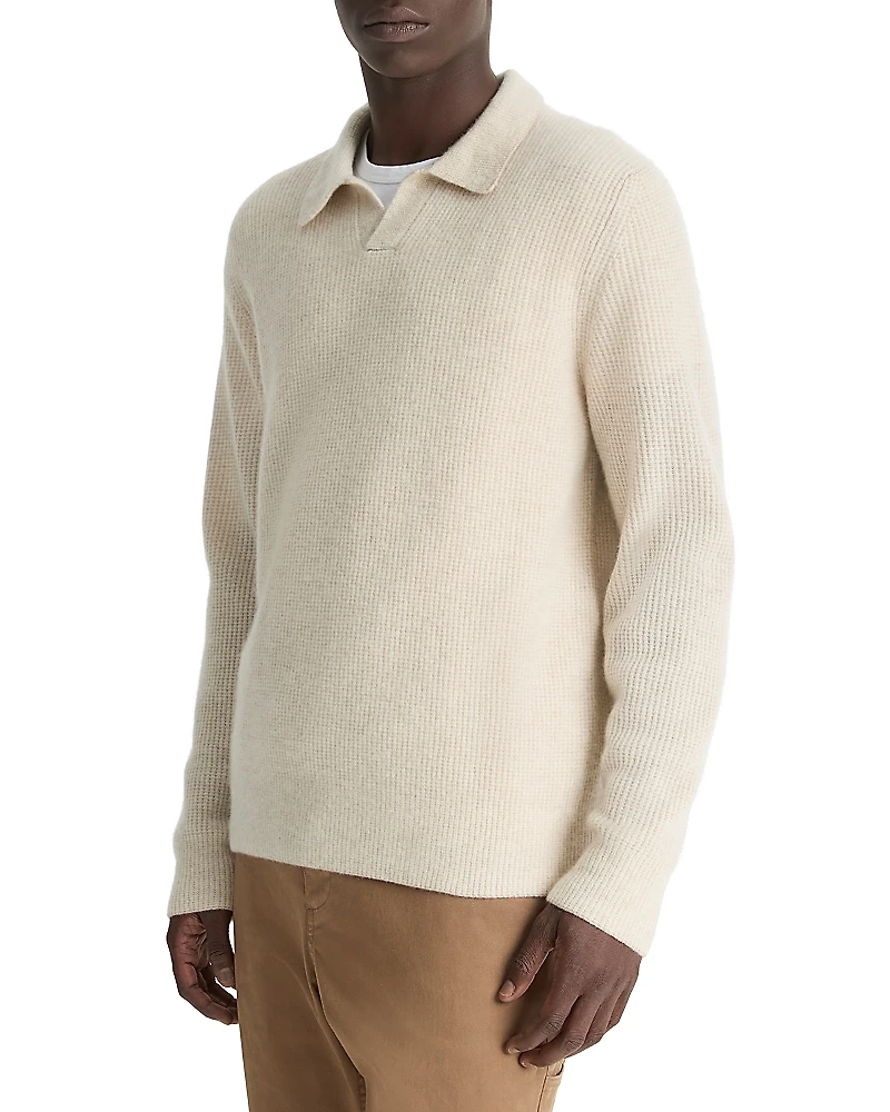 Vince Thermal Open Collar Polo Sweater