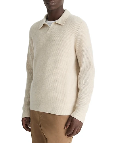 Vince Thermal Open Collar Polo Sweater