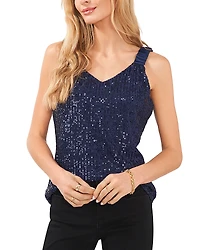 Vince Camuto Ruched Strap Sequin Tank Top