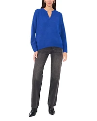 Drop Shoulder Henley Neck Sweater