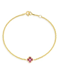 Bloomingdale's Fine Collection Pink Sapphire & Diamond Bezel Clover Chain Link Bracelet