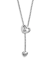 Cable Collectibles Heart Y Necklace in Sterling Silver with Pavé Diamonds, 21"