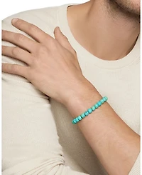Men's Spiritual Beads Bracelet Sterling Silver with Turquoise, 8mm