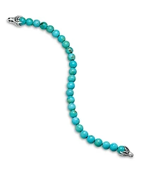 Men's Spiritual Beads Bracelet Sterling Silver with Turquoise, 8mm