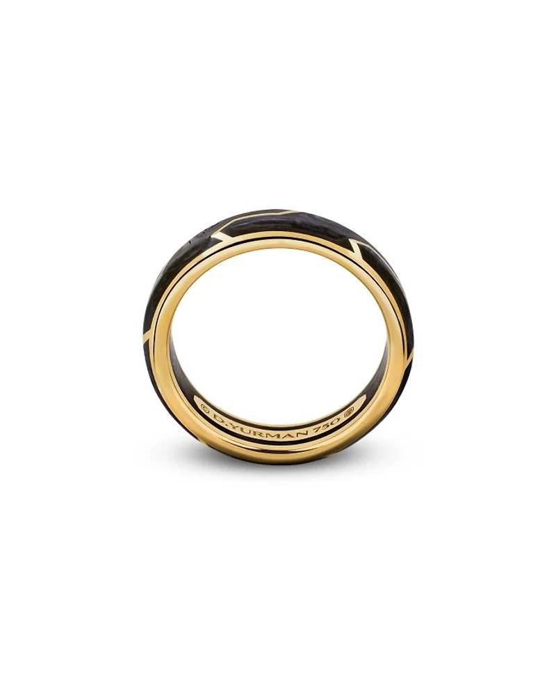 Men's Forged Carbon Band Ring 18K Gold