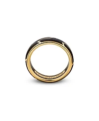 Men's Forged Carbon Band Ring 18K Gold