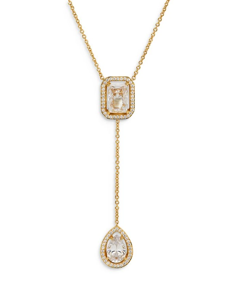 Radiant Cubic Zirconia Halo Lariat Necklace