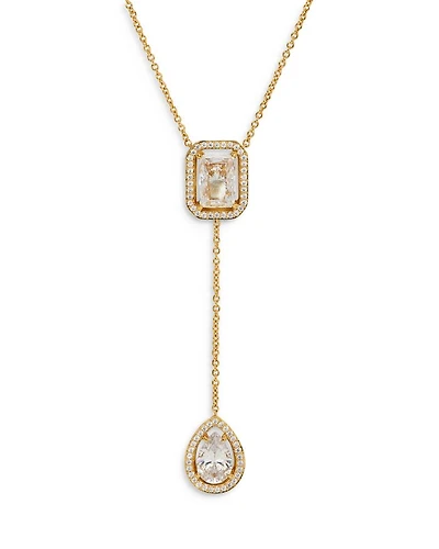 Radiant Cubic Zirconia Halo Lariat Necklace
