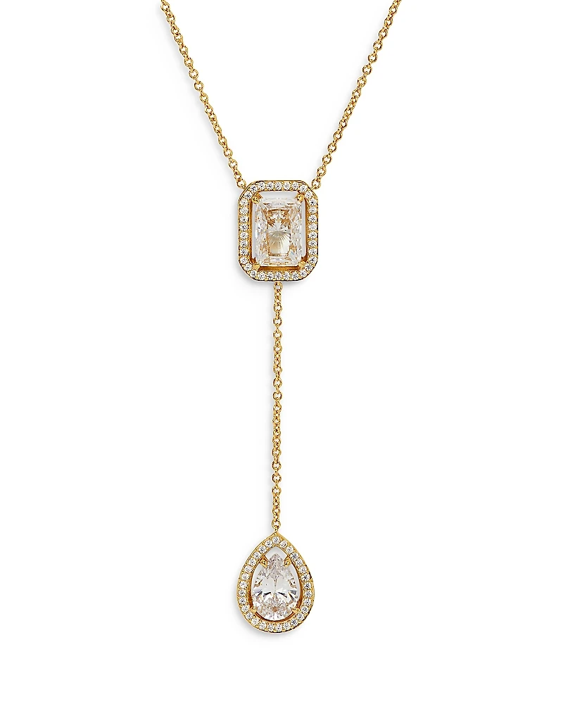 Nadri Radiant Cubic Zirconia Halo Lariat Necklace