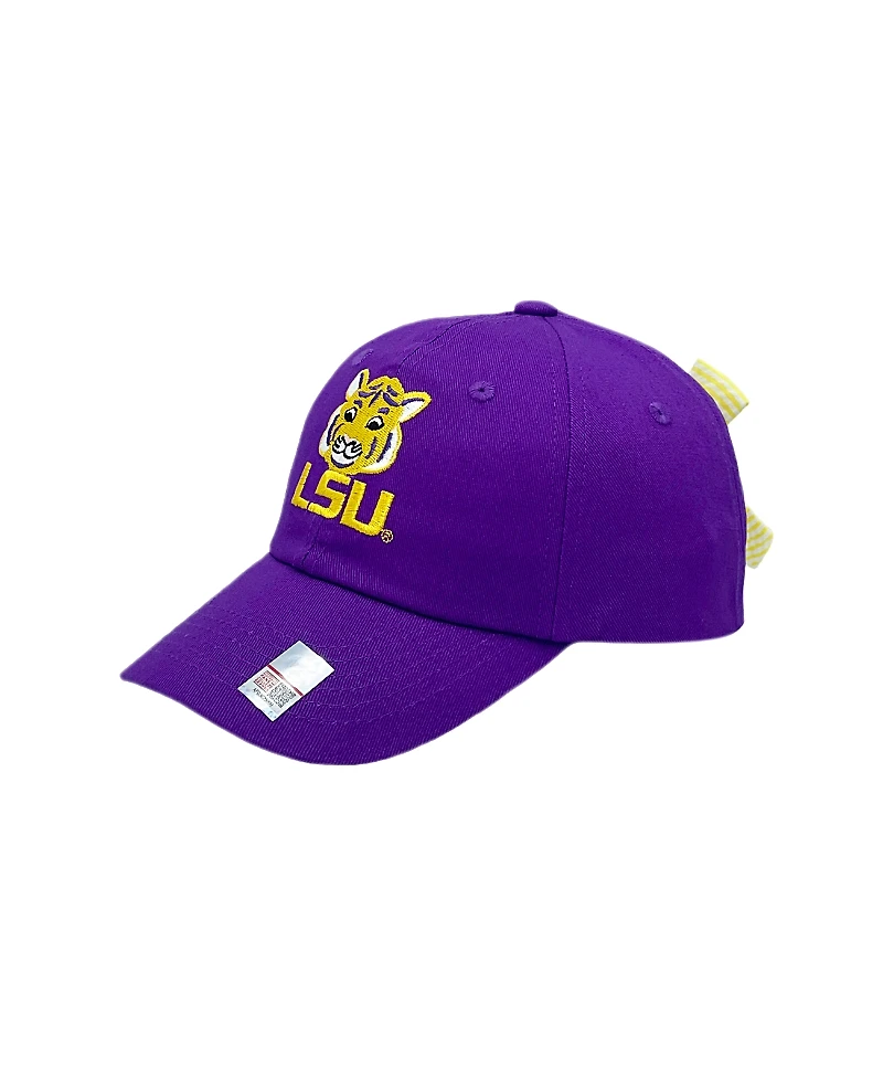 Bits & Bows Girls' Officially Licensed Lsu Bow Baseball Hat - Baby, Little Kid, Big Kid