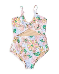 Girls' Retro Floral Monokini One Piece Swimsuit - Little Kid, Big Kid