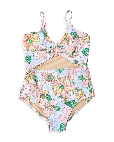 Shade Critters Girls' Retro Floral Monokini One Piece Swimsuit - Little Kid, Big Kid