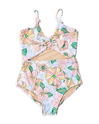 Shade Critters Girls' Retro Floral Monokini One Piece Swimsuit - Little Kid, Big Kid