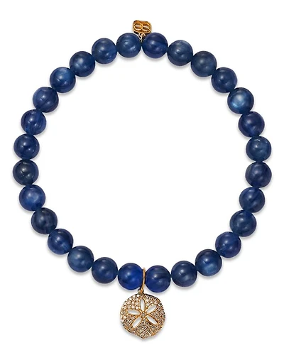 Pavé Diamond Sand Dollar Charm Kyanite Luxuria Beaded Bracelet